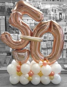 rose gold 50th birthday balloon display large - Tamworth