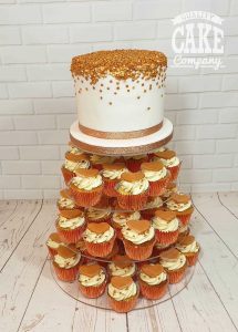 Rose gold cupcake tower wedding cake sequin sprinkles Tamworth West Midlands Staffordshire