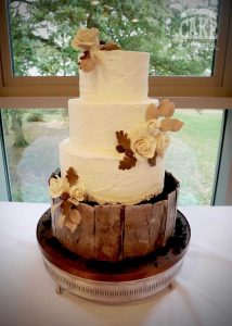 Rustic wedding bark autumn themed wedding cake four tier Tamworth West Midlands Staffordshire