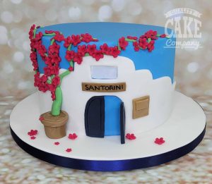 Santorini greece theme cake - tamworth
