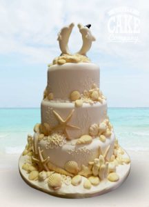Dolphins underwater sea themed seashell coral wedding cake novelty Tamworth West Midlands Staffordshire