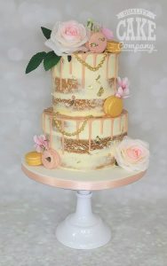 Semi naked 2 tier with silk roses drip and pearl swags Tamworth West Midlands Staffordshire