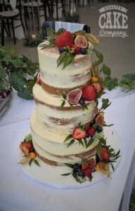 Semi naked fruit three tier cake Edgbaston wedding Tamworth West Midlands Staffordshire