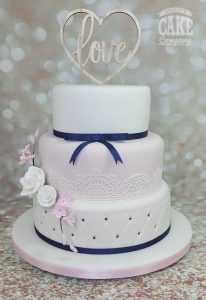 Short stack wedding cake pink and navy blue traditional Tamworth West Midlands Staffordshire