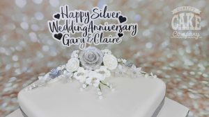 silver anniversary personalised cake topper - tamworth