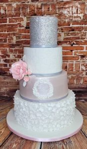 Silver sparkle glitter flower ruffle everything wedding cake Tamworth West Midlands Staffordshire
