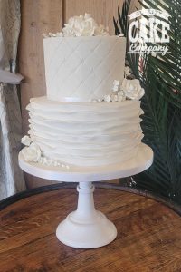 Simple two tier wedding white ruffles and quilting Coton House Tamworth West Midlands Staffordshire