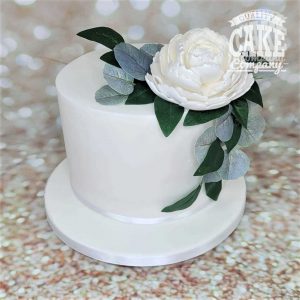 Single peony simple single tier wedding cake Tamworth West Midlands Staffordshire