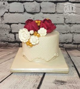 Single tier peonies textured ornate wedding cake Tamworth West Midlands Staffordshire