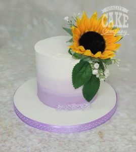 small lilac buttercream cake with sunflower - Tamworth