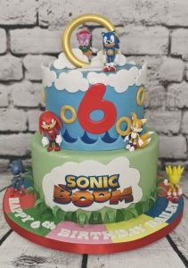 two tier sonic boom birthday cake - Tamworth