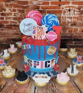 spidegirls theme drip cake and cupcakes - tamworth