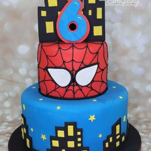 two tier spiderman theme cake - Tamworth