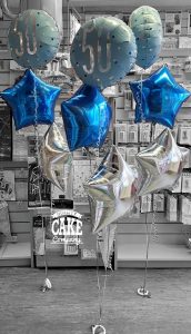 bunches of 3 foil balloons 50th birthday - Tamworth