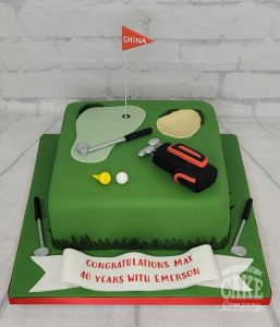 square golf theme retirement cake - tamworth
