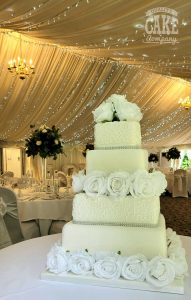 Square large wedding cake with white roses Tamworth West Midlands Staffordshire
