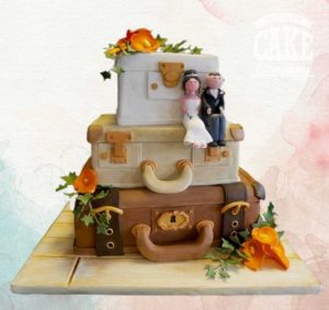 Tan and Brown suitcase stack wedding cake novelty Tamworth West Midlands Staffordshire