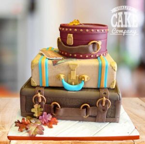 red and Brown suitcase stack wedding cake novelty Tamworth West Midlands Staffordshire