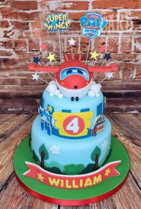 two tier Superwings children's birthday cake - Tamworth