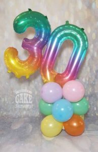 30th birthday rainbow table balloon - Tamworth