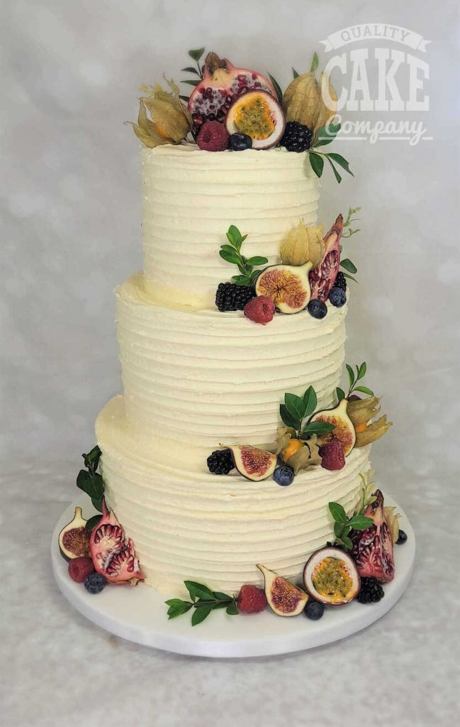 Three tier buttercream fresh fruit wedding cake Tamworth West Midlands Staffordshire
