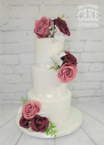 Three tier small size silk flowers classic simple wedding cake Tamworth West Midlands Staffordshire