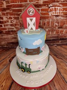 two tier farm theme children's birthday cake - tamworth