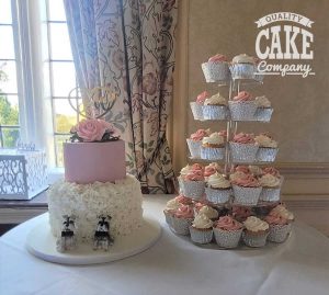 Two tier wedding with cupcake tower Tamworth West Midlands Staffordshire