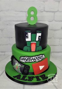 two tier unspeakable minecraft gaming cake - Tamworth