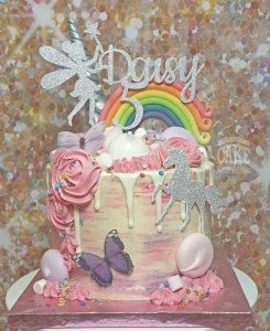 Unicorn pastel rainbow 5th birthday cake - Tamworth