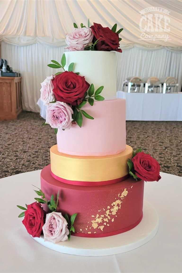 White To Red Wedding Cake - CakeCentral.com