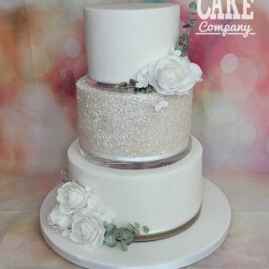 White three tier acrylic discs and roses wedding Tamworth West Midlands Staffordshire