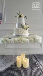 White wedding, pearl shimmer classic with fresh flowers three tier acrylic stand Tamworth West Midlands Staffordshire