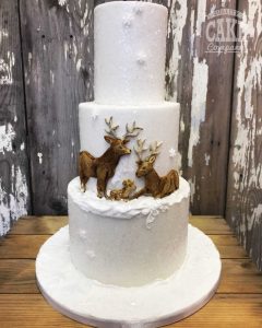 Winter wedding deer family in snowflakes Tamworth West Midlands Staffordshire