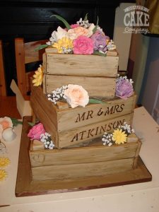 Wooden crate rustic wedding cake Tamworth West Midlands Staffordshire