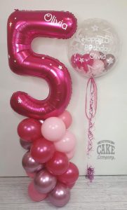 5th birthday children's balloon display stack with bubble balloon - Tamworth