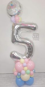 age 5 pastel unicorn theme birthday balloon display - Tamworth