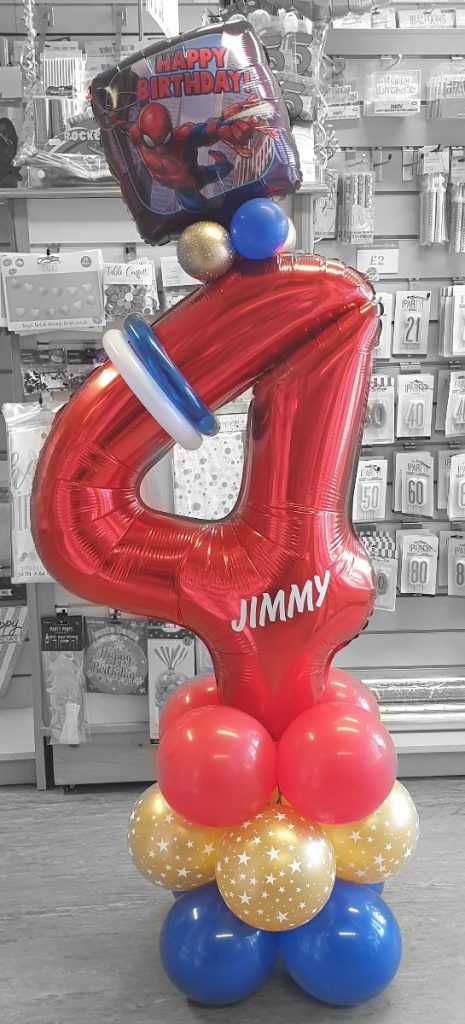 short balloon display spiderman theme 4th birthay - Tamworth