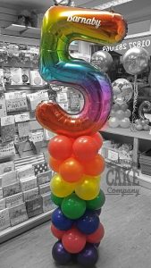 tall rainbow balloon children's 5th birthday - tamworth