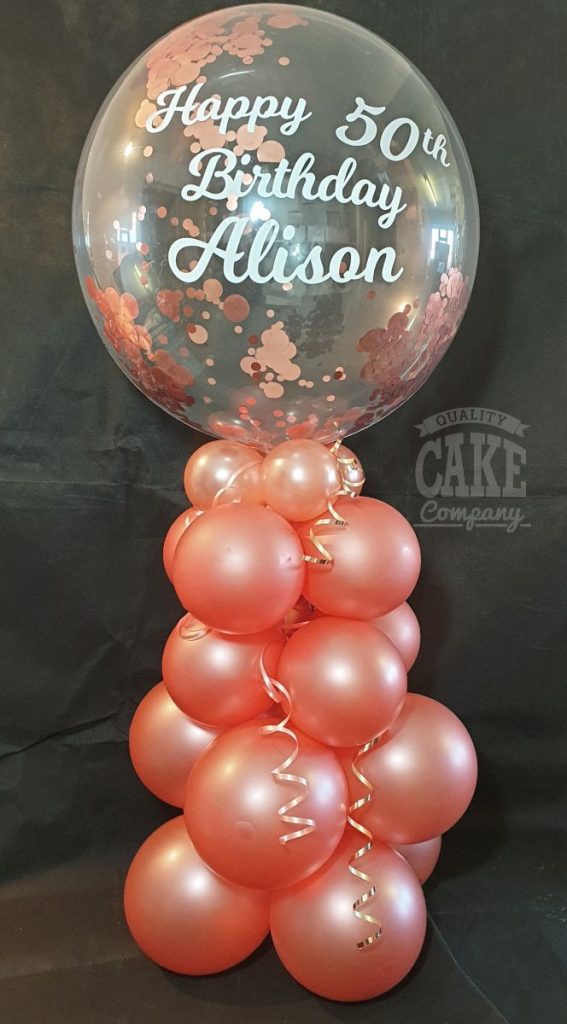 confetti filled bubble balloon display 50th birthday - Tamworth
