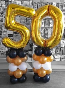 50th birthday black and gold balloon displays - tamworth