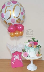 balloon bouquet table display and cake 50th birthday - Tamworth