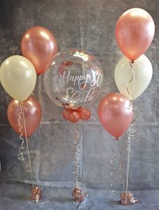 80th birthday personalised bubble balloon and matching bunches - Tamworth