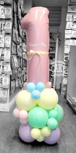 pastel first birthday balloon column - Tamworth