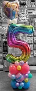5th birthday rainbow princess theme balloon stack - Tamworth
