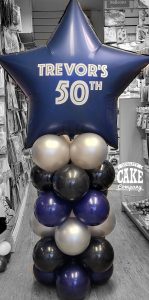 navy and black 50th birthday balloon column - Tamworth