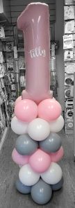 first birthday pastel balloon column - Tamworth