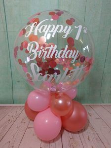personalised confetti bubble balloon table display first - Tamworth