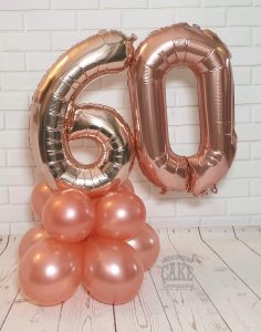 rose gold 60th birthday balloon table display - Tamworth
