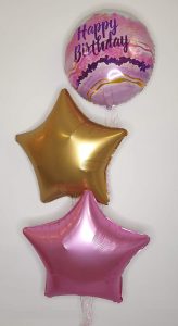 bunch of pink and gold birthday balloons - Tamworth